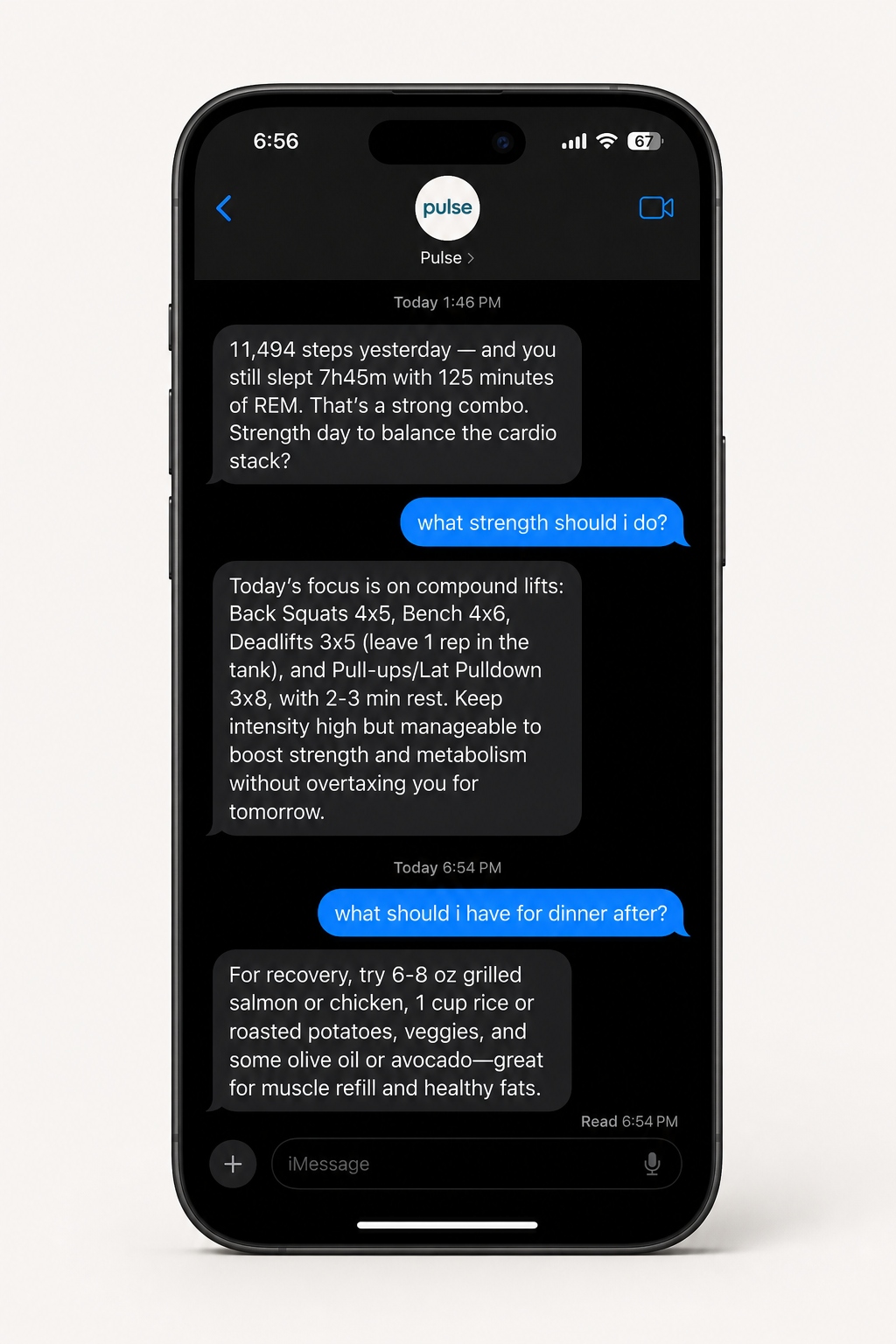 Pulse mobile app delivering this week's recommended action